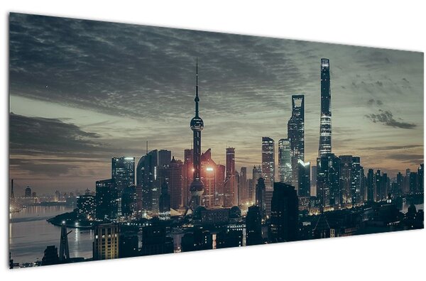 Obraz mesta za súmraku (120x50 cm)
