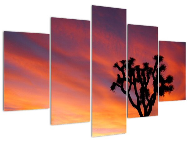 Obraz západu slnka nad siluetou stromu (150x105 cm)