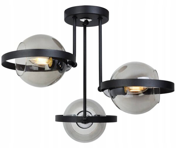 Stropné svietidlo Haga Ring, 3x grafitové sklenené tienidlo (výber z 3 farieb uchytenia)