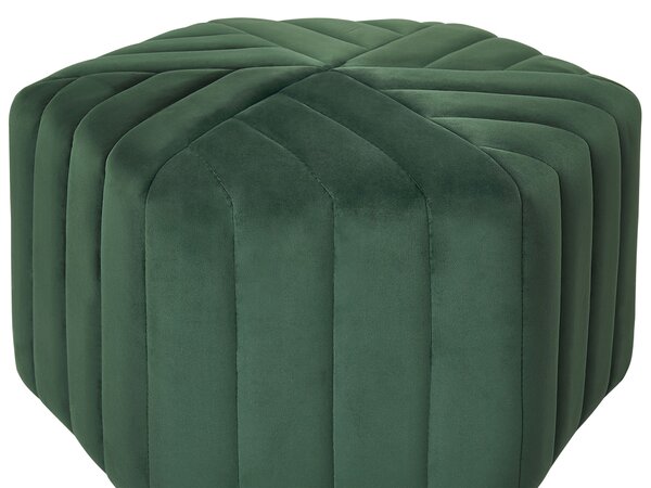 Taburetka zelená zamatové čalúnenie 53 x 48 x 29 cm šesťhranná podnožka glamour štýl obývačka spálňa