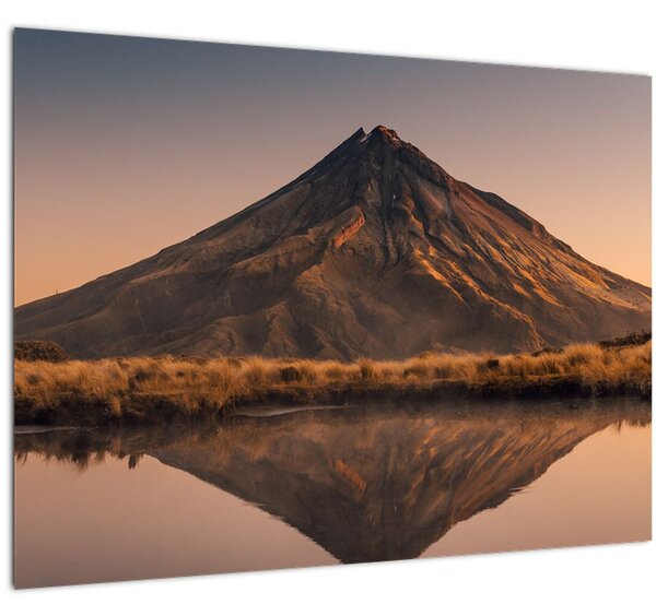 Obraz odrazu hory Taranaki, Nový Zéland (70x50 cm)