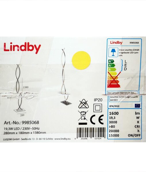 Lindby Lindby - LED Stojacia lampa BOBI LED/24W/230V LW0092 + záruka 3 roky zadarmo