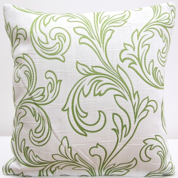 Biela dekoračná obliečka so zelenými vzormi Biela