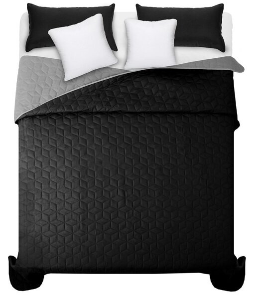 Čierno sivý prehoz na manželskú posteľ s elegantným prešívaním 200 x 220 cm Čierna