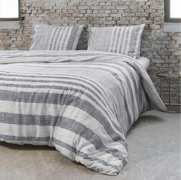 Pásikavé posteľné návliečky sivé LINENIST GREY 200 x 220 cm Sivá