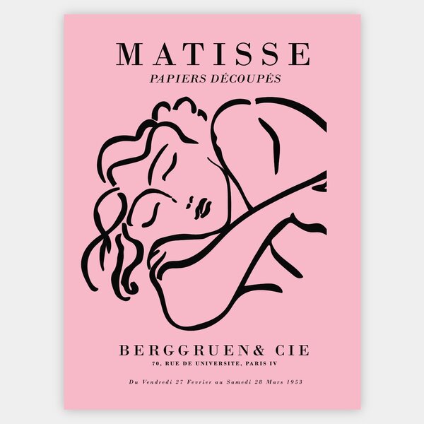 Plagát Sleeping Woman Sketch Pink | Henri Matisse