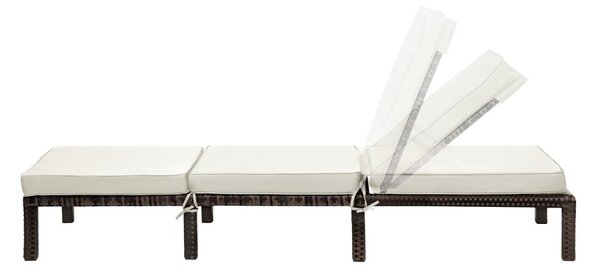 Polohovateľné ratanové lehátko BestBerg BBRF-1140BR / hnedá/krémová