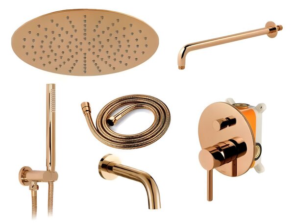 Rea Lungo, podomietková sprchová súprava s vaňovou výlevkou + box, medená lesklá, REA-P7998