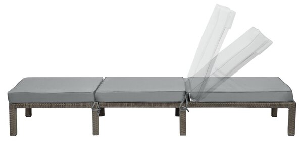 Polohovateľné ratanové lehátko BestBerg BBRF-1140G / sivá