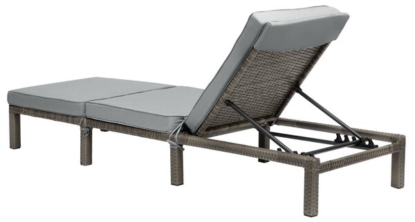 Polohovateľné ratanové lehátko BestBerg BBRF-1140G / sivá