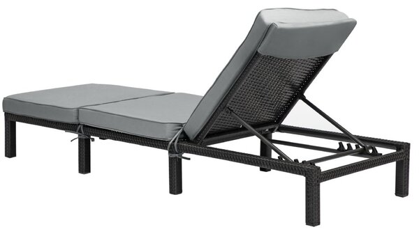 Polohovateľné ratanové lehátko BestBerg BBRF-1140BL / čierna/sivá