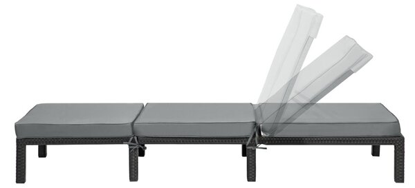 Polohovateľné ratanové lehátko BestBerg BBRF-1140BL / čierna/sivá