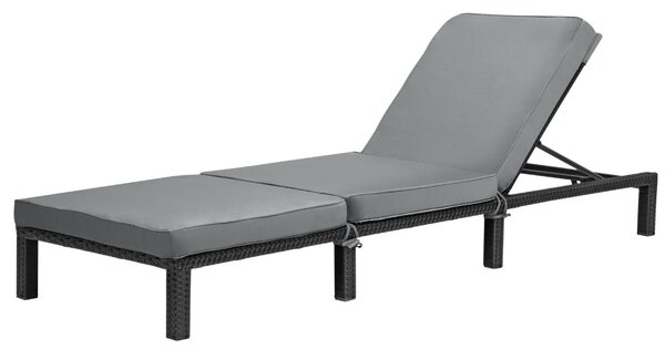 Polohovateľné ratanové lehátko BestBerg BBRF-1140BL / čierna/sivá