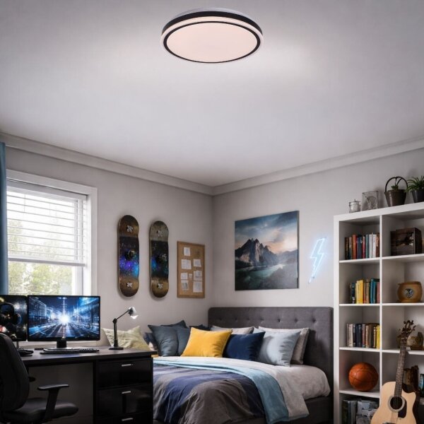 Rabalux 71412 - LED stmievateľné stropné svietidlo CORLET 20W/230V 3000-6500K pr.38,5cm čierne + diaľkové ovládanie
