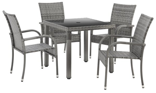 5dielny záhradný jedálenský ratanový set BestBerg Capri BBRF-17785G / sivá