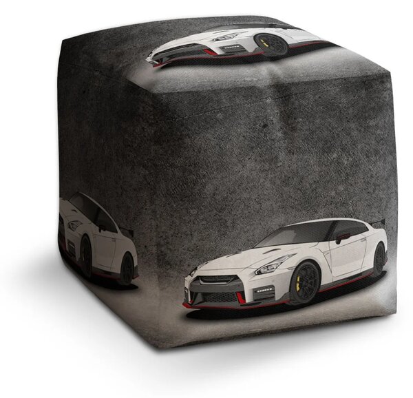 Sablio Taburet Cube Nissan GTR 35 Sivý - 40x40x40 cm