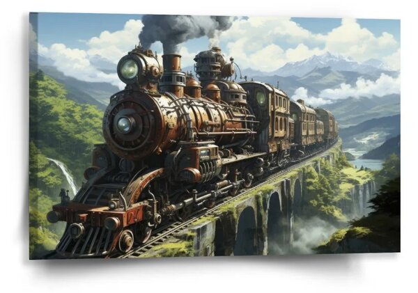 Sablio Obraz Parná lokomotíva na viadukte - 60x40 cm