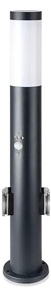 Vonkajšia lampa so senzorom a 2 zásuvkami 1xE27/60W/230V IP44 60cm antracit