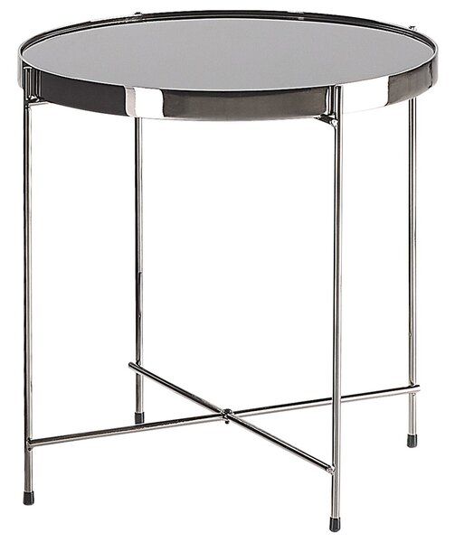 Odkladací stolík čierna strieborná sklenená vrchná doska kovové nohy okrúhly ø 40 cm glamour dizajn