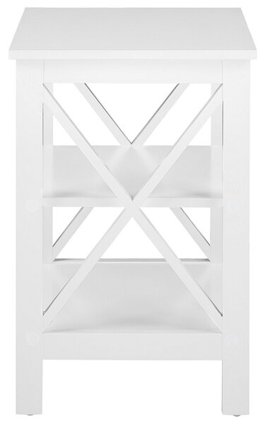 Odkladací stolík biely MDF 40 x 40 cm štvorcový s 2 policami moderný industriálny štýl
