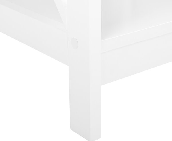 Odkladací stolík biely MDF 40 x 40 cm štvorcový s 2 policami moderný industriálny štýl