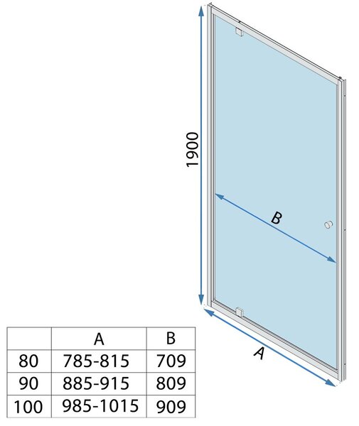 Jednokrídlové sprchové dvere REA PRIMO SWING 90 cm pre inštaláciu do niky, chróm/transparent - bez vaničky