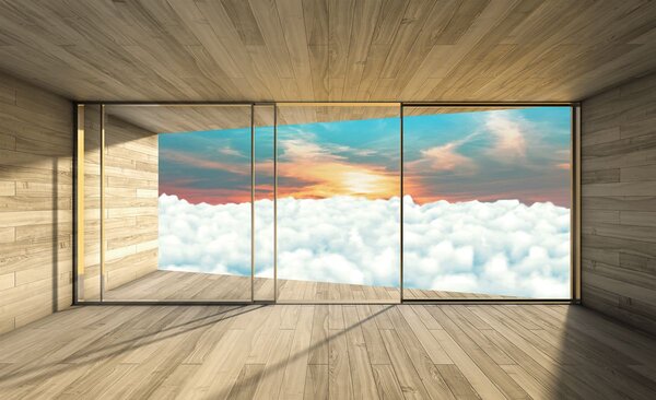 Fototapeta - Moderný dom - pohľad na mraky (152,5x104 cm)