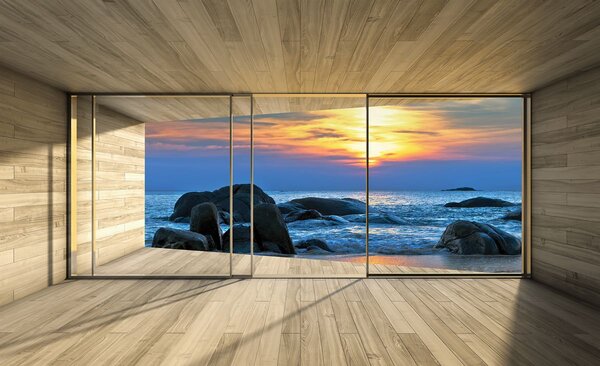 Fototapeta - Moderný dom pri mori (152,5x104 cm)
