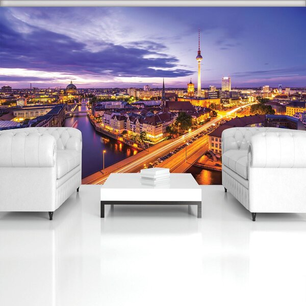 Fototapeta - Berlínska panoráma v noci (152,5x104 cm)