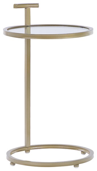 Odkladací stolík zlatý železný rám sklenená stolová doska glamour obývacia izba spálňa