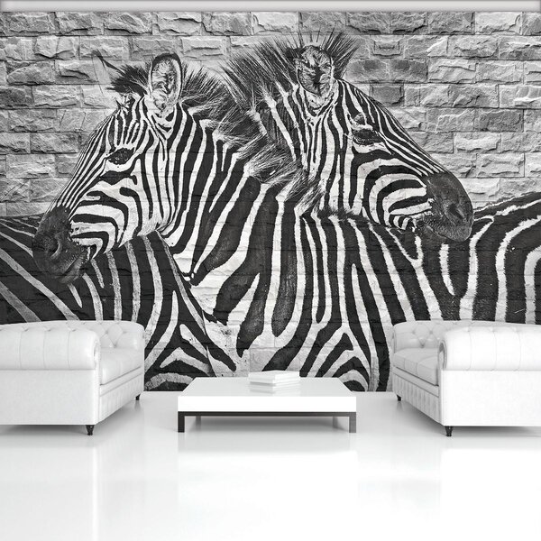 Fototapeta - Maľované zebry na tehlovú stenu (152,5x104 cm)