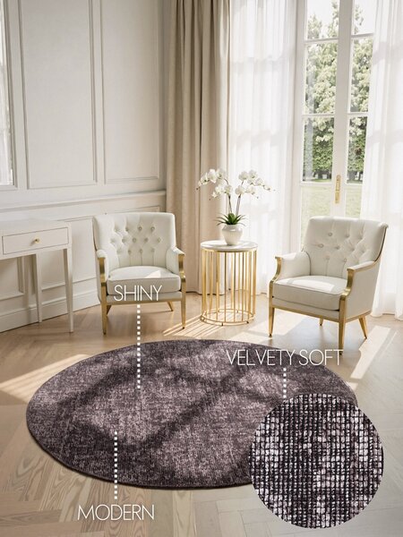 ELLE Decoration , Kusový koberec Brilliance Prisma 106311 Brown z kolekcie Elle kruh, 160x160 (priemer) kruh, hnedá, obývacia izba