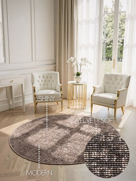 ELLE Decoration , Kusový koberec Brilliance Prisma 106312 Beige z kolekcie Elle kruh, 160x160 (priemer) kruh, hnedá, obývacia izba