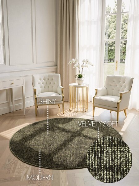 ELLE Decoration, Kusový koberec Brilliance Prisma 106313 Green z kolekcie Elle kruh, 160x160 (priemer) kruh, zelená, obývacia izba