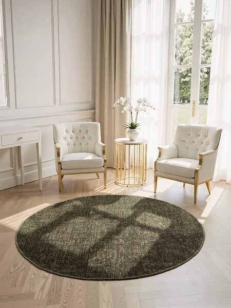 ELLE Decoration, Kusový koberec Brilliance Prisma 106313 Green z kolekcie Elle kruh, 160x160 (priemer) kruh, zelená, obývacia izba