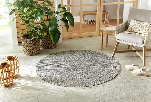 Hanse Home, Kusový koberec Braided 105552 Melange kruh – na von aj na doma, 200x200 (priemer) kruh, béžová, chodba / predsieň