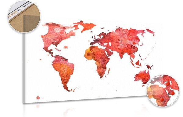 Obraz na korku kontinenty v červených farbách