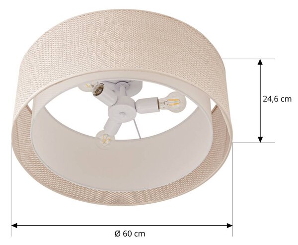Lindby Stropné svietidlo Soula, Ø 60 cm, béžová, plast, E27, Krémová / jantárovo žltá, Obývacia izba / jedáleň, Plast, Vidiecky / Rustikálny, Závesné svietidlo