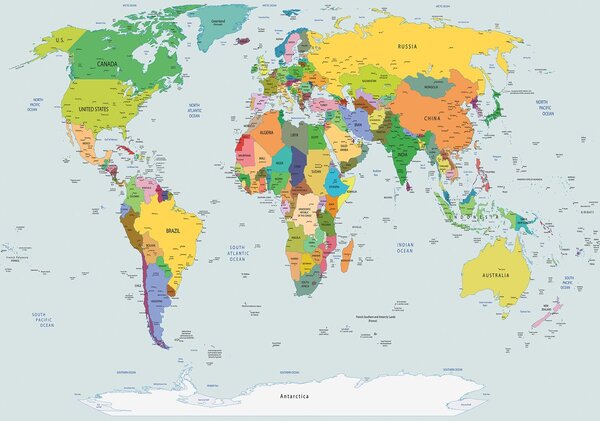 Fototapeta - Fyzická mapa sveta (152,5x104 cm)