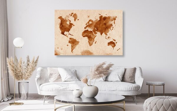 Obraz na korku mapa sveta v retro prevedení