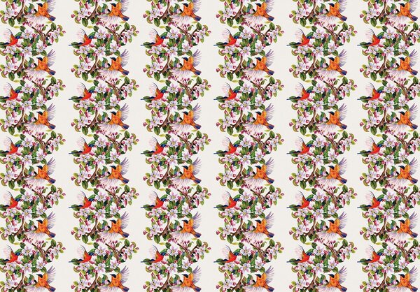 Fototapeta - Vtáky a kvety (152,5x104 cm)
