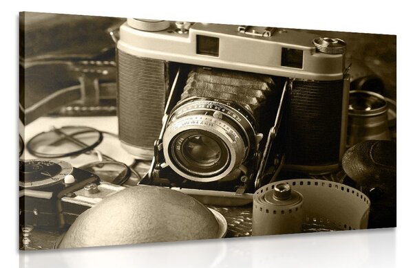 Obraz starý fotoaparát v sépiovom prevedení