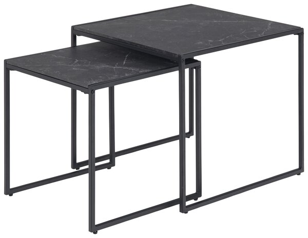 SADA ZASÚVACÍCH STOLÍKOV, čierna, kov, kompozitné drevo, 50/50/45 cm MID.YOU - Stolíky do obývačky