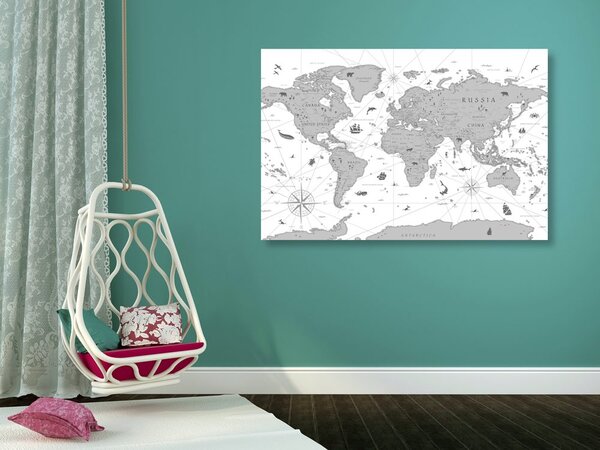 Obraz na korku čiernobiela mapa