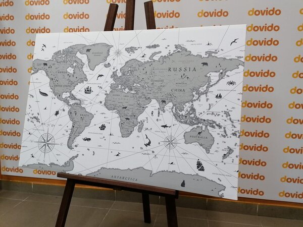 Obraz na korku čiernobiela mapa