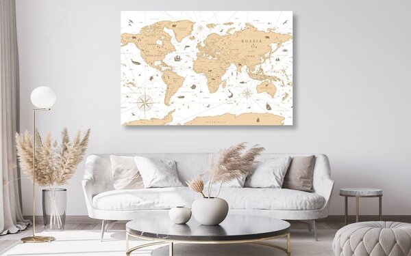 Obraz na korku béžová mapa