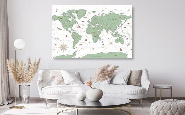 Obraz na korku mapa v zelenom prevedení