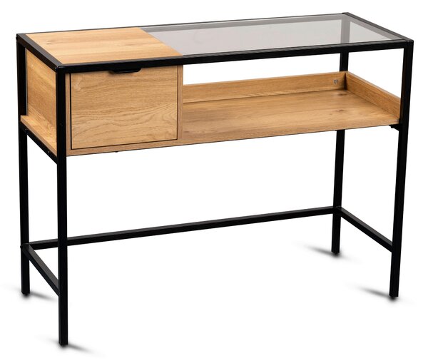 KONZOLOVÝ STOLÍK, čierna, farba duba, kov, sklo, kompozitné drevo, 100/40/75 cm Xora - Online Only obývacie izby, Online Only