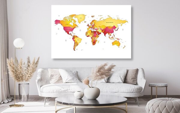 Obraz na korku mapa sveta vo farbách