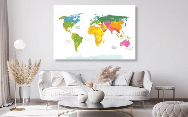 Obraz na korku výnimočná mapa sveta s bielym pozadím